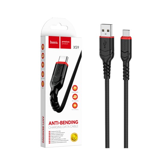 Hoco Charging Cable X59 Victory 3A Type-C Black